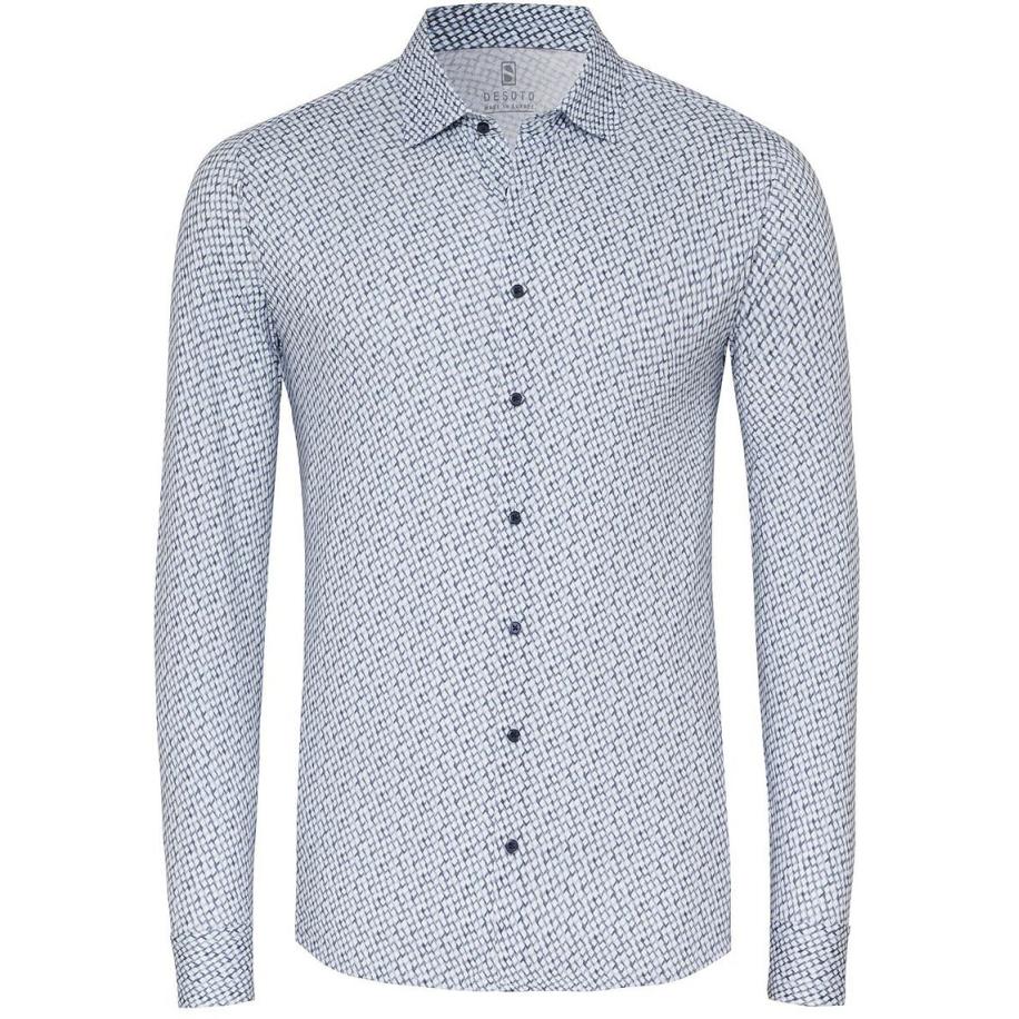 Desoto Overhemd Print Skyscrapers Blauw Multicolor