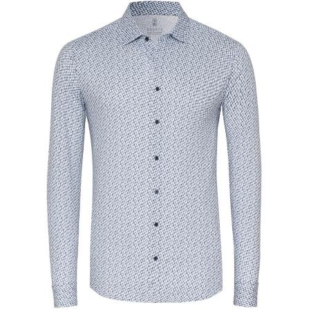 Desoto Overhemd Print Skyscrapers Blauw