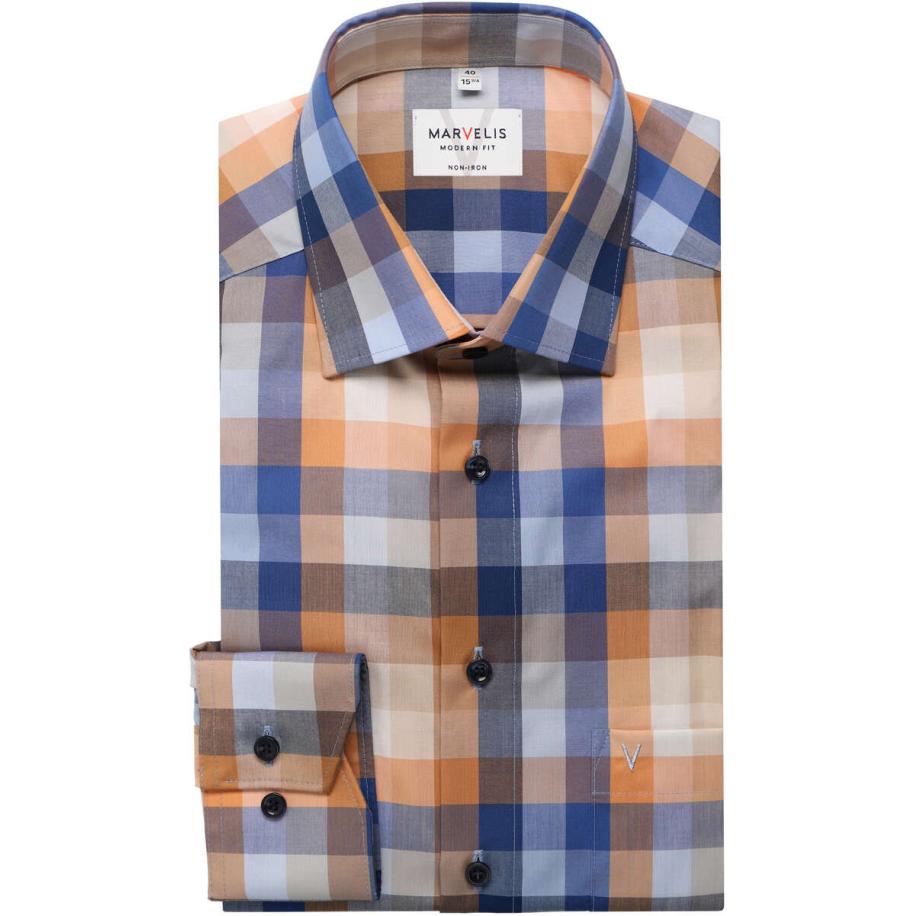 Marvelis Overhemd beige, Ruit Bruin