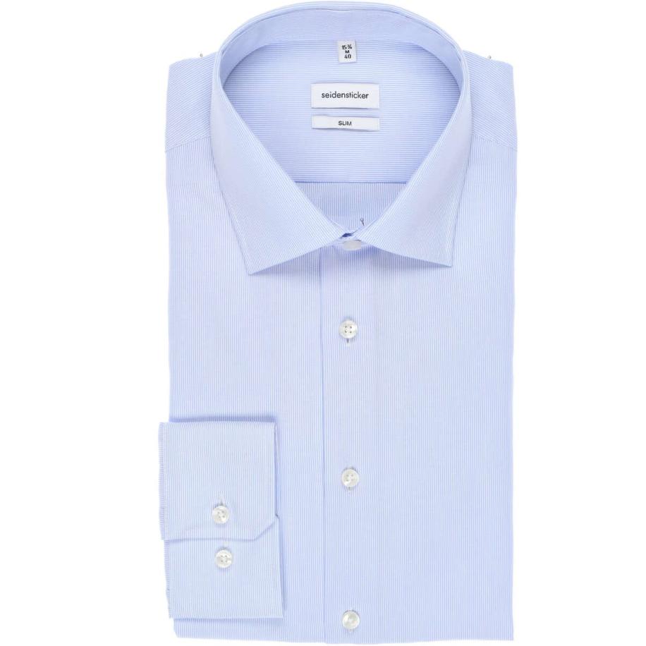 Seidensticker Overhemd lichtblauw, Gestreept Blauw
