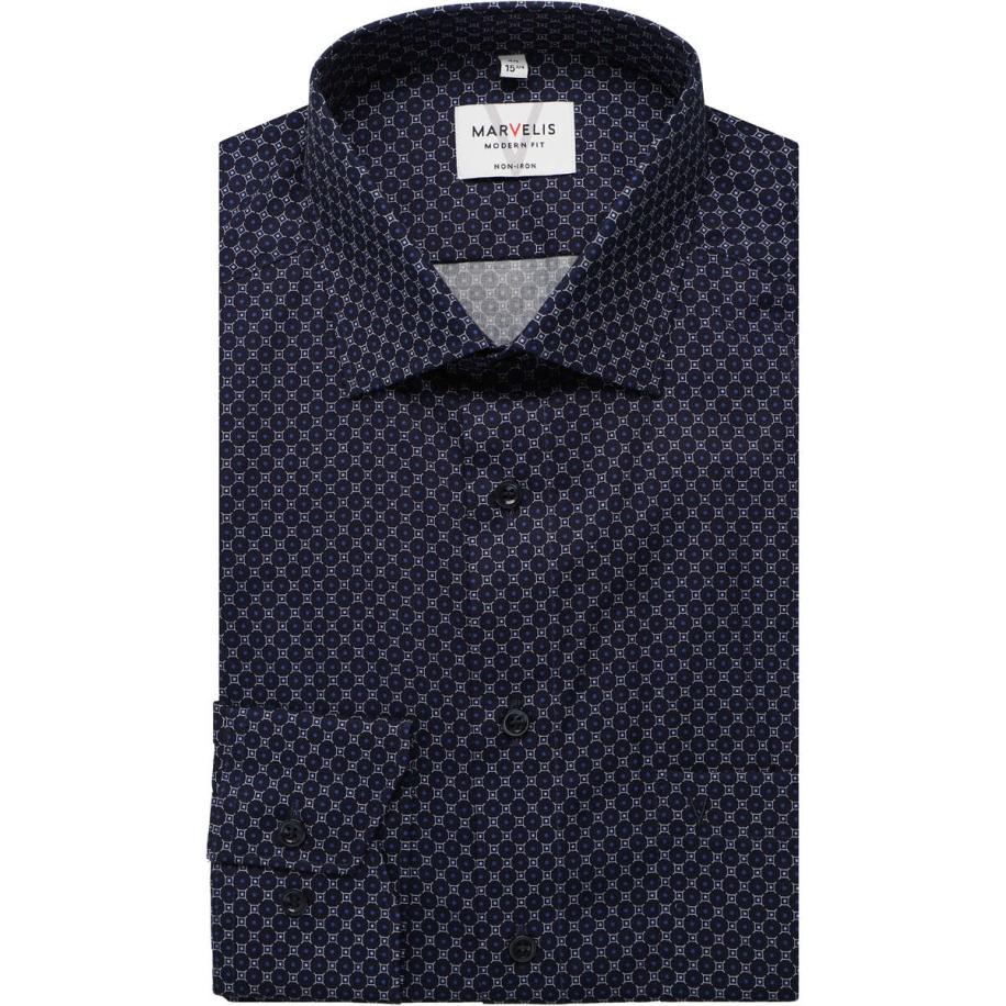 Marvelis Overhemd marine, Bedrukt Blauw