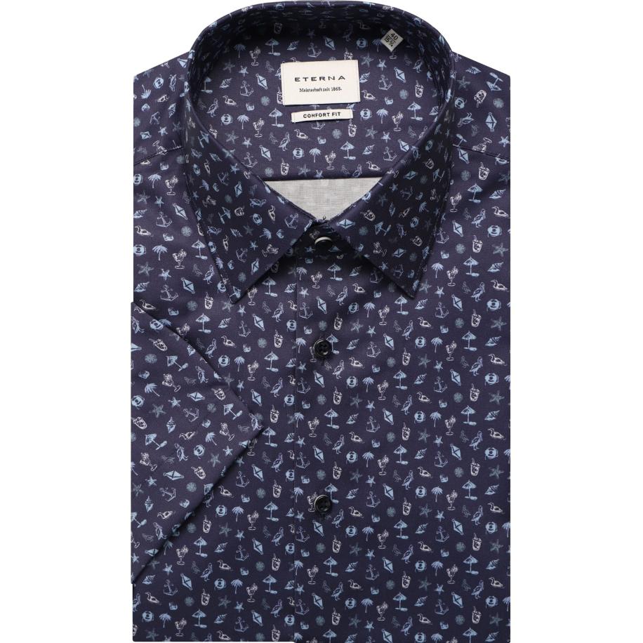 ETERNA Overhemd Korte mouw marine Blauw