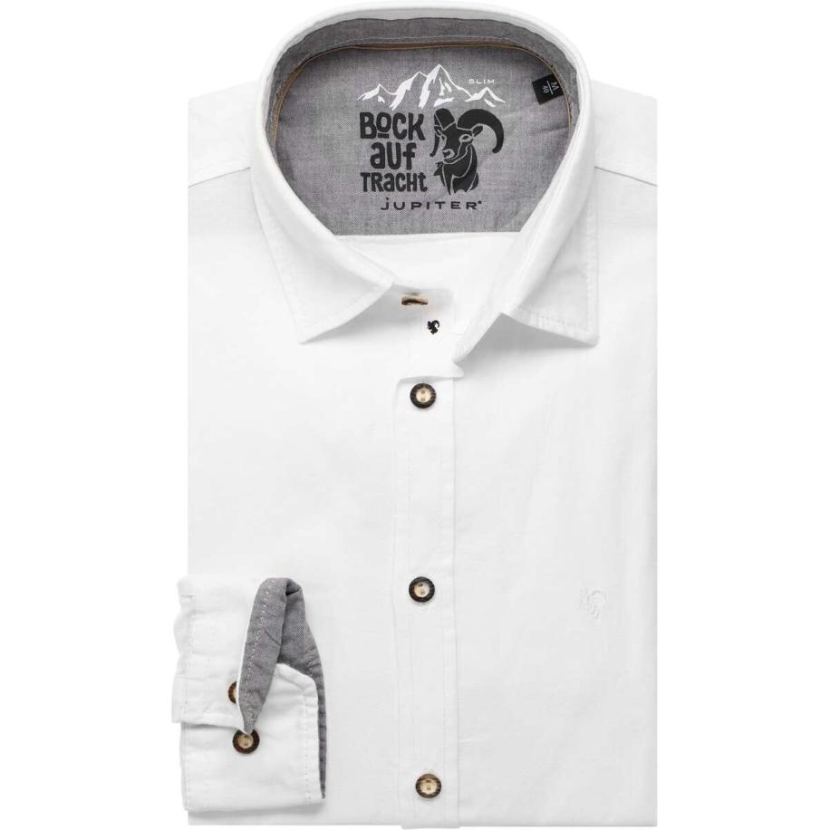 Jupiter Traditioneel overhemd wit, Effen Wit