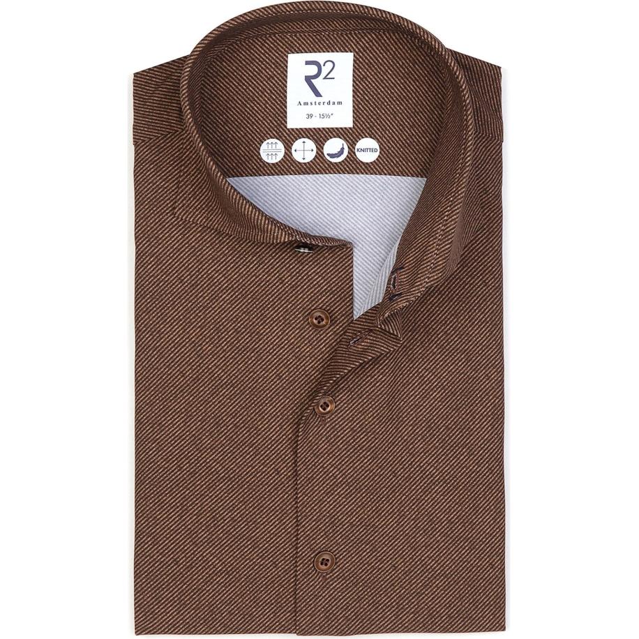 R2 Amsterdam Jersey shirt bruin, Gestreept Bruin