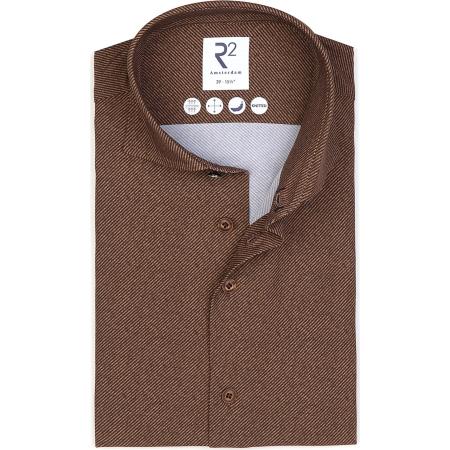 R2 Amsterdam Jersey shirt bruin, Gestreept