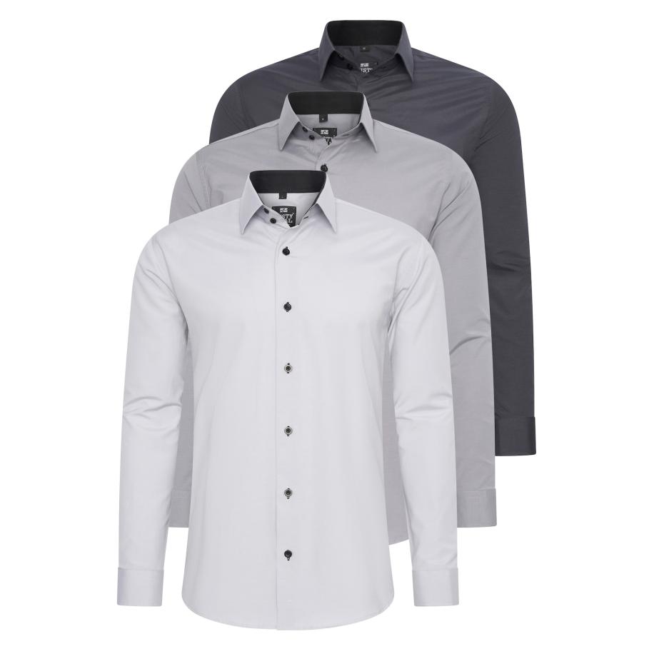 Rusty Neal Rusty Neal Overhemd grijs / antraciet / lichtgrijs -