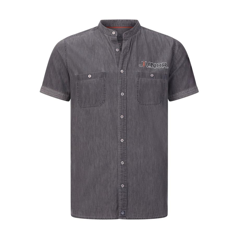 Jan Vanderstorm Overhemd Korte mouw grijs Grijs