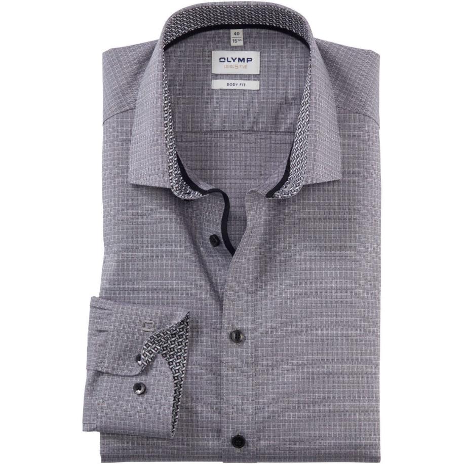 OLYMP Level Five Overhemd zwart, Faux-uni Zwart