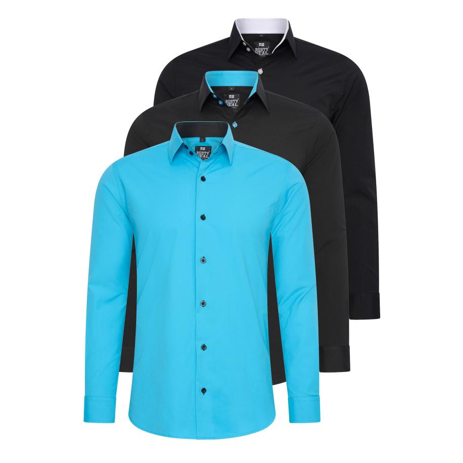 Rusty Neal Rusty Neal Overhemd turquoise / zwart -