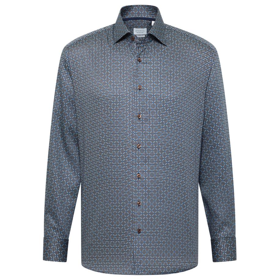 Eterna ETERNA Zakelijk overhemd azuur / donkerblauw / bruin -