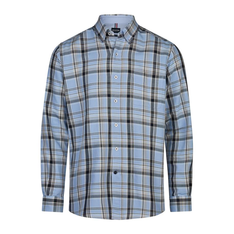 HECHTER PARIS HECHTER PARIS Overhemd lichtblauw / lichtoranje / zwart -
