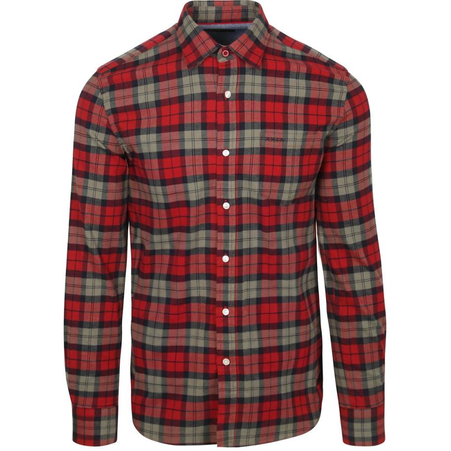 NZA Shirt Marcel Flannel Check Cherry Red Rood