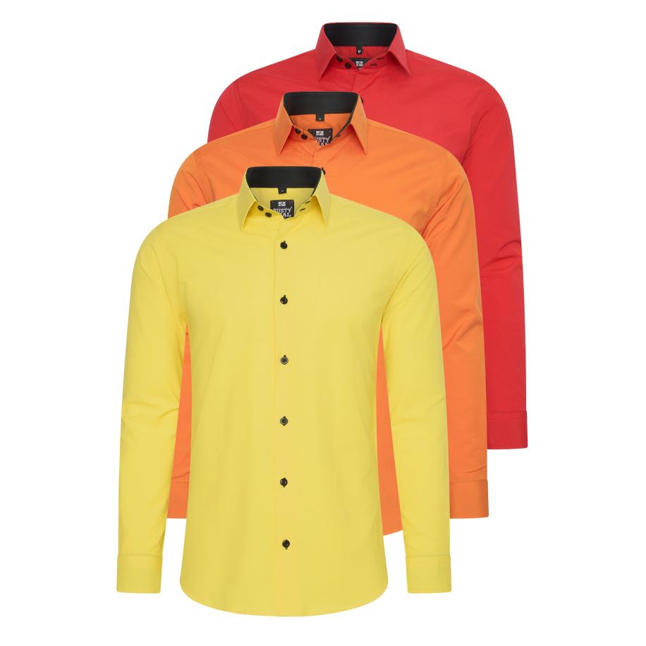 Rusty Neal Rusty Neal Overhemd geel / oranje / rood -