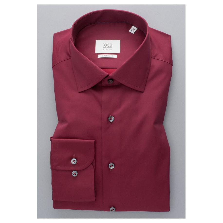 ETERNA 1863 Overhemd chianti, Effen Rood