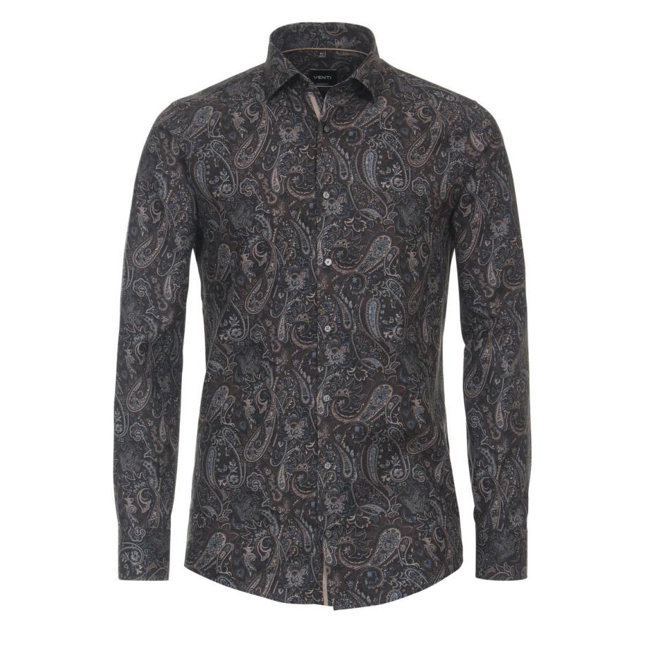 Venti Overhemd donkergrijs, Paisley Grijs