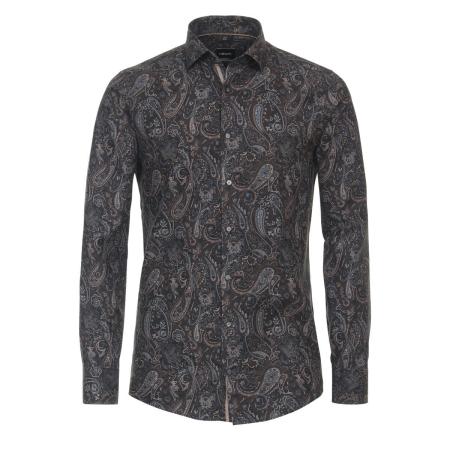 Venti Overhemd donkergrijs, Paisley