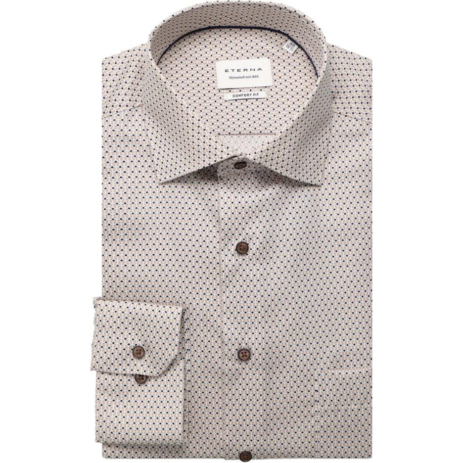 ETERNA Overhemd donkerbruin, Bedrukt Bruin