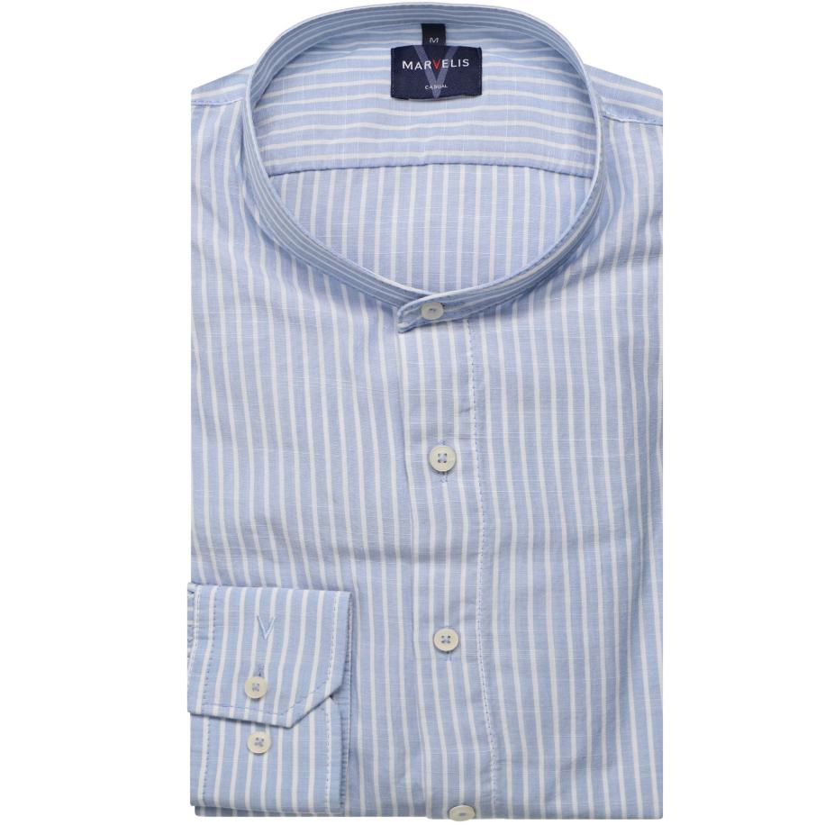 Marvelis Casual Overhemd blauw, Gestreept Blauw