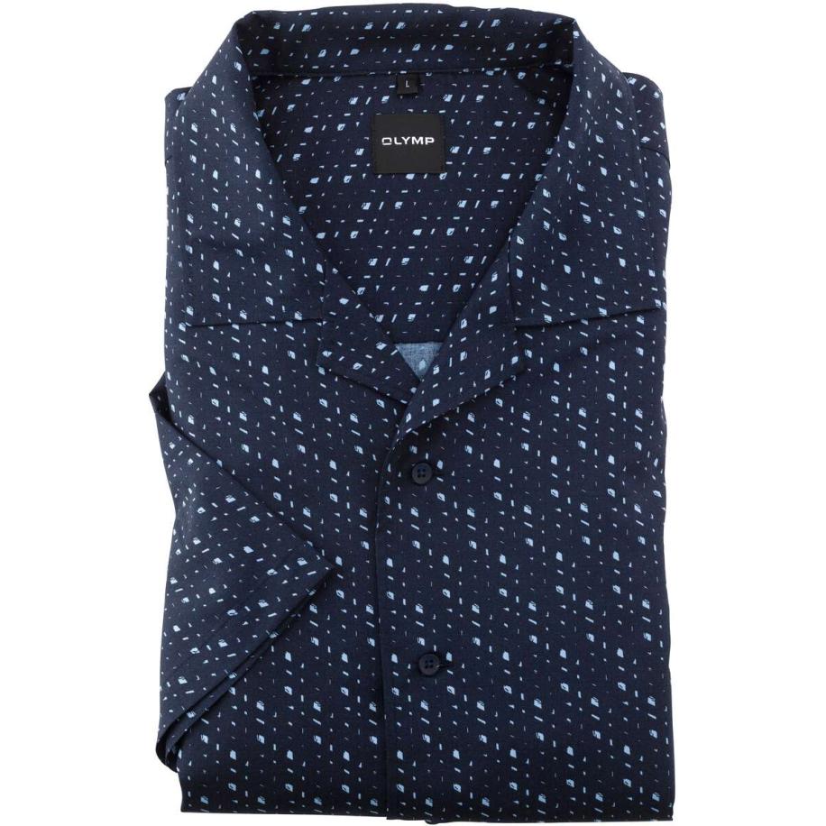 OLYMP No. Six Overhemd Korte mouw marine Blauw