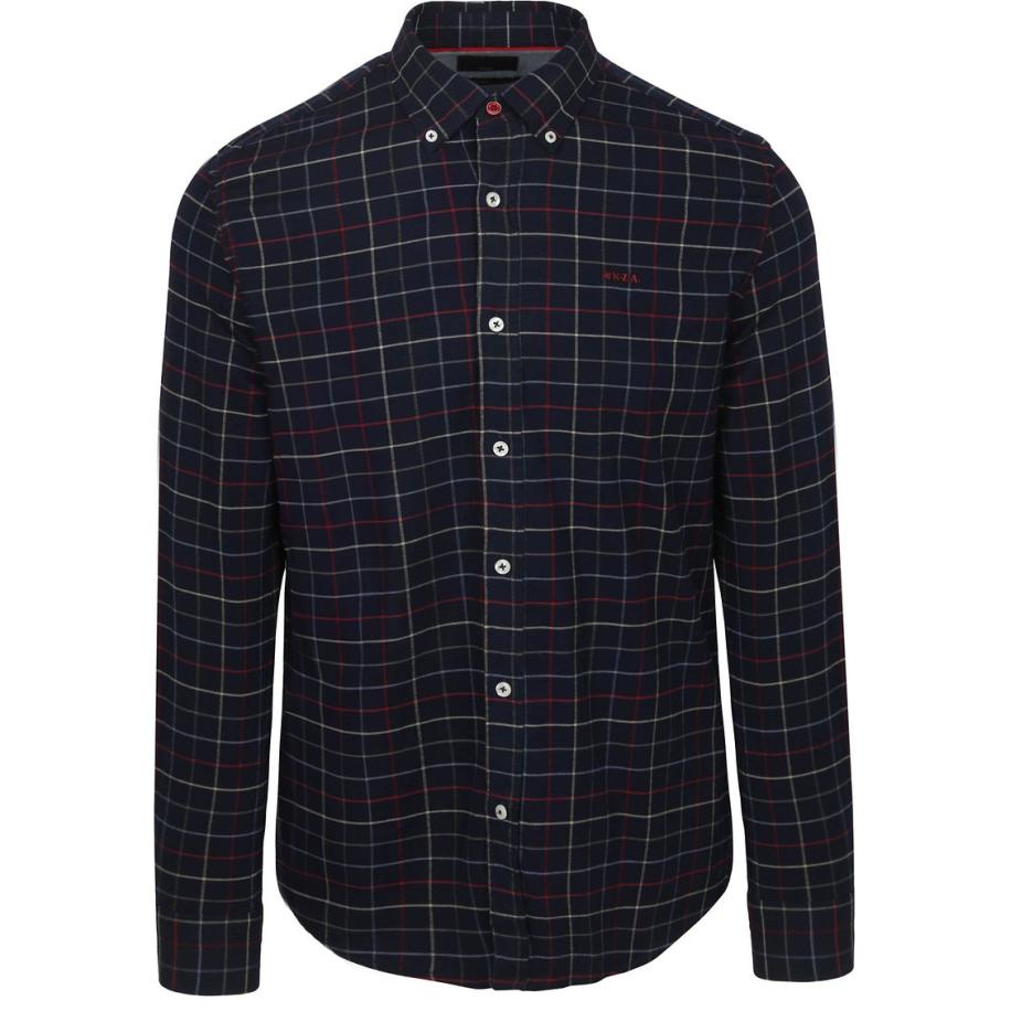 NZA Shirt Bruce Waihi Light Flannel Check Icon Navy Blauw