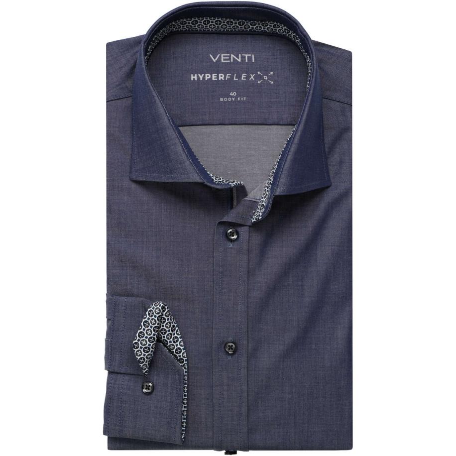 Venti Hyperflex Overhemd blauw, Faux-uni Blauw