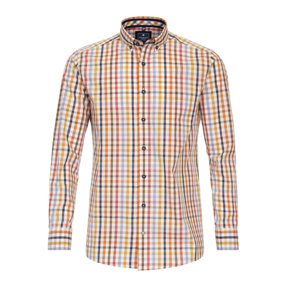 Redmond Casual Overhemd geel, Ruit Multicolor