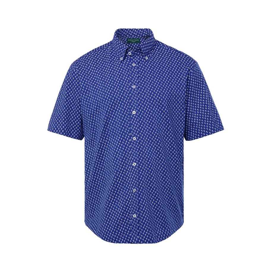 Boston Park Boston Park Overhemd kobaltblauw / wit -