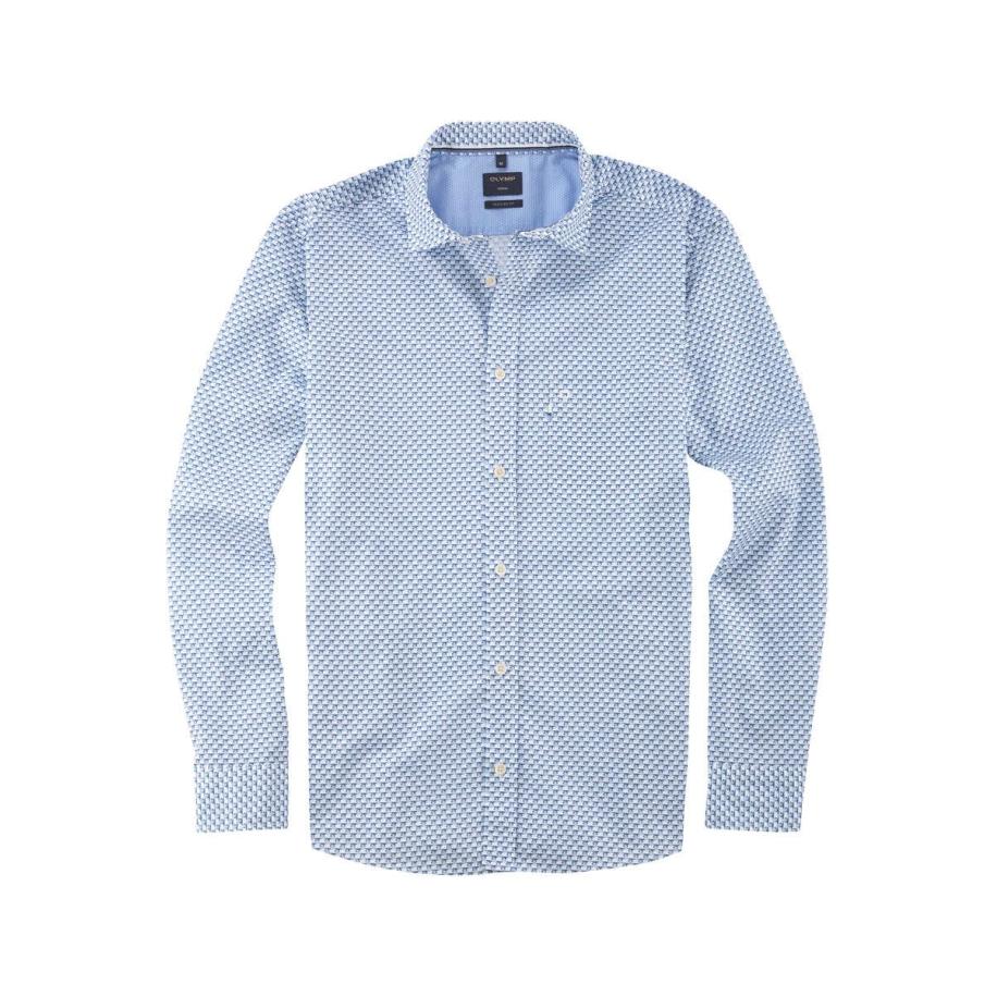 OLYMP Casual Overhemd blauw, Bedrukt Blauw