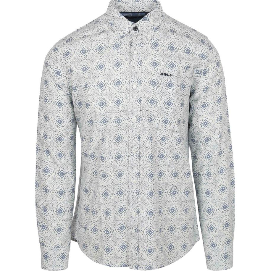 NZA Overhemd Karson Linnen Blend Blauw Blauw