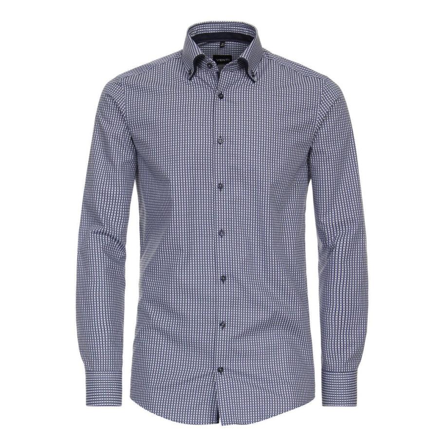 Venti Overhemd blauw, Bedrukt Blauw