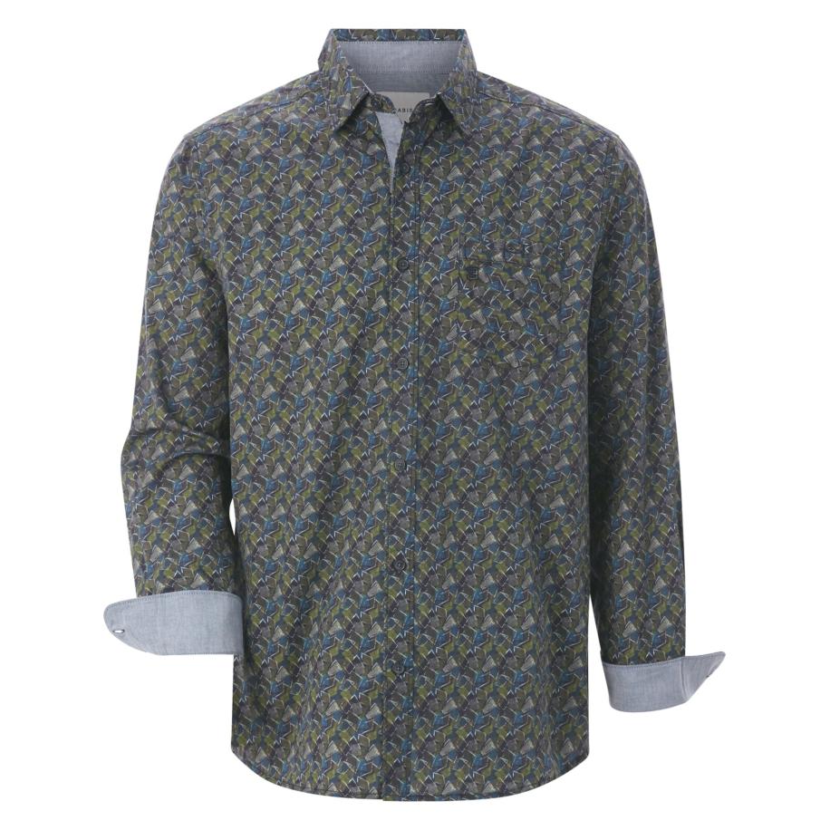 BABISTA BABISTA Overhemd Havion enziaan / grijs / olijfgroen / natuurwit -