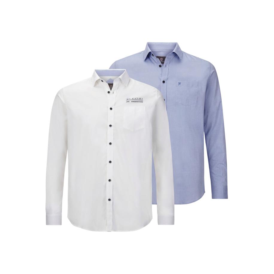 Jan Vanderstorm Overhemd lichtblauw, Effen Blauw