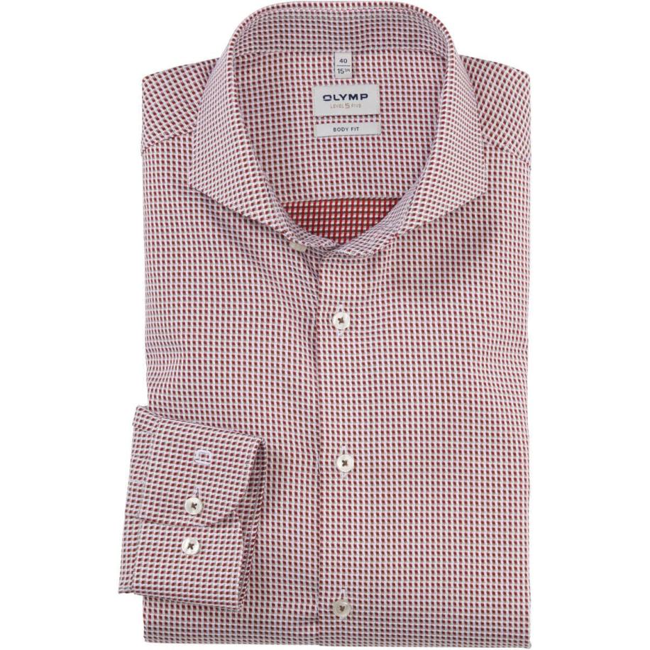 OLYMP Level Five Overhemd rood, Motief Rood