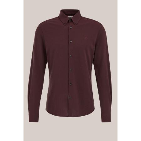 WE Fashion Heren tall fit overhemd van piquéjersey - Slim/Tall fit - Rood - Katoen - Maat: XXL
