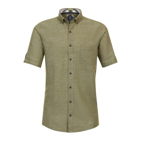 Redmond Casual Linnen Overhemd groen, Effen