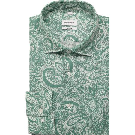Seidensticker Linnen Overhemd groen, Paisley