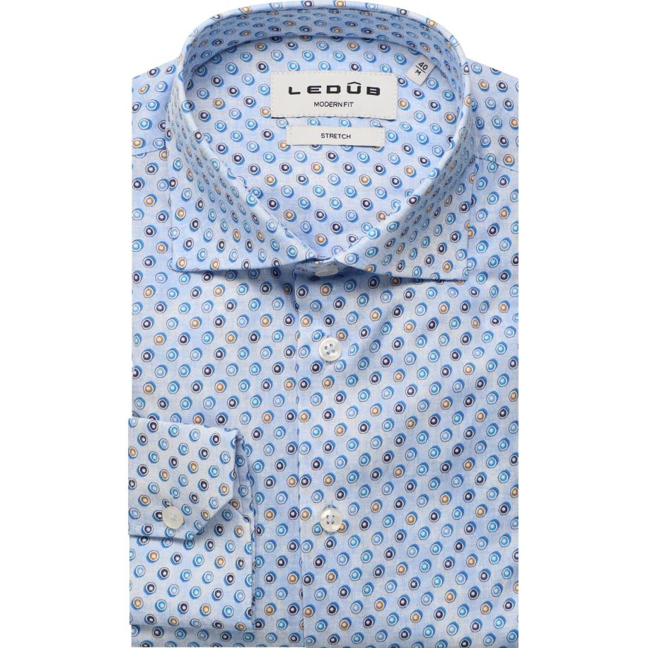 Ledȗb Overhemd blauw, Effen Blauw