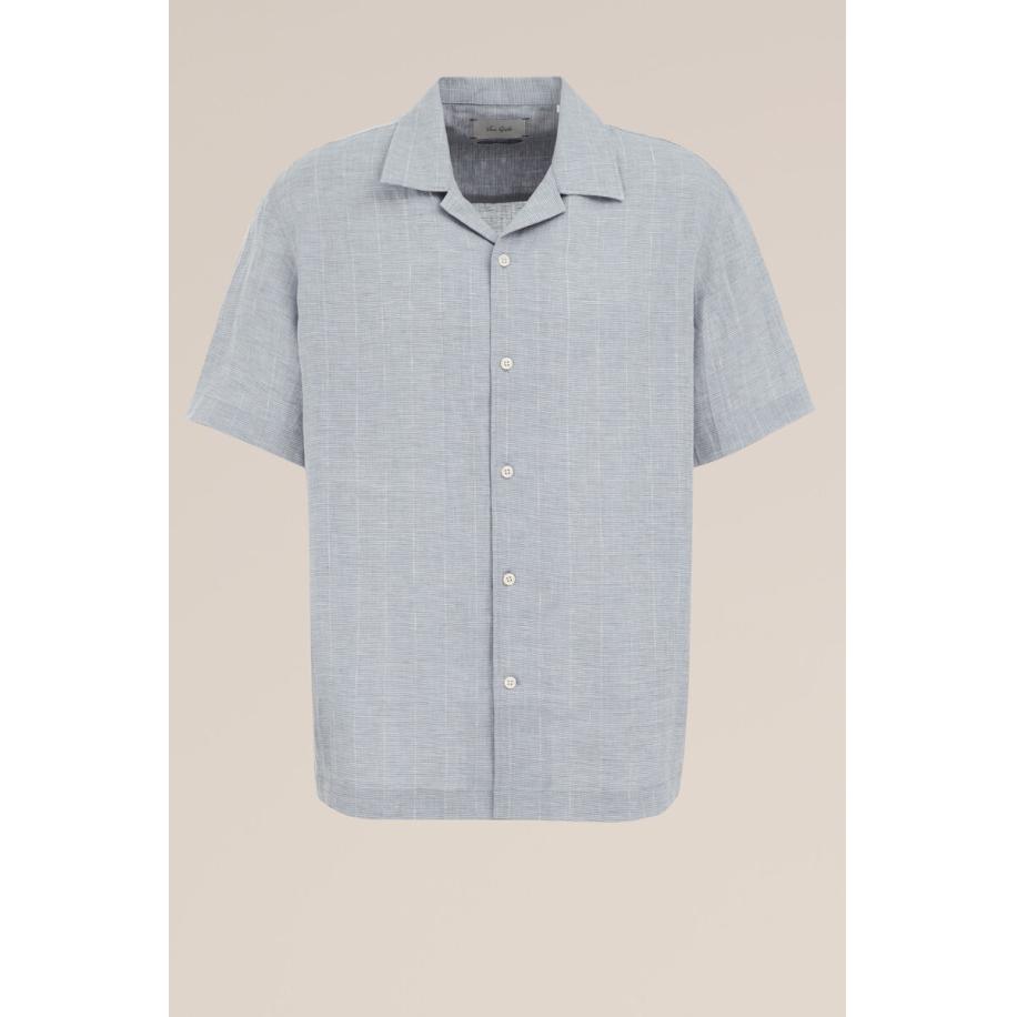 Van Gils heren easy-care linnen overhemd - Regular fit - Blauw - Linnen - Maat: XS Blauw