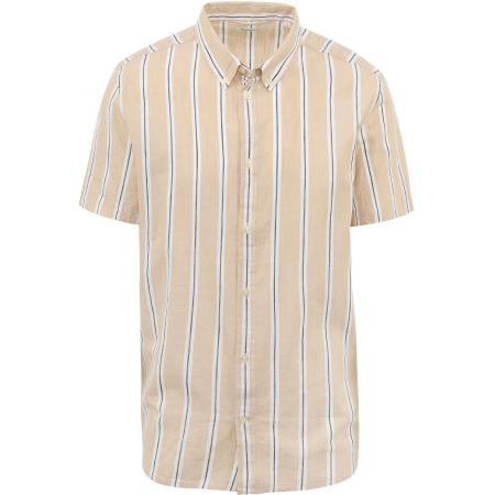 KnowledgeCotton Apparel Overhemd Streep Beige