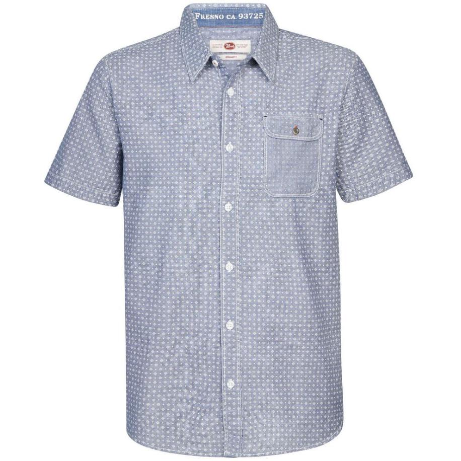 Petrol Short Sleeve Overhemd Print Blauw Blauw