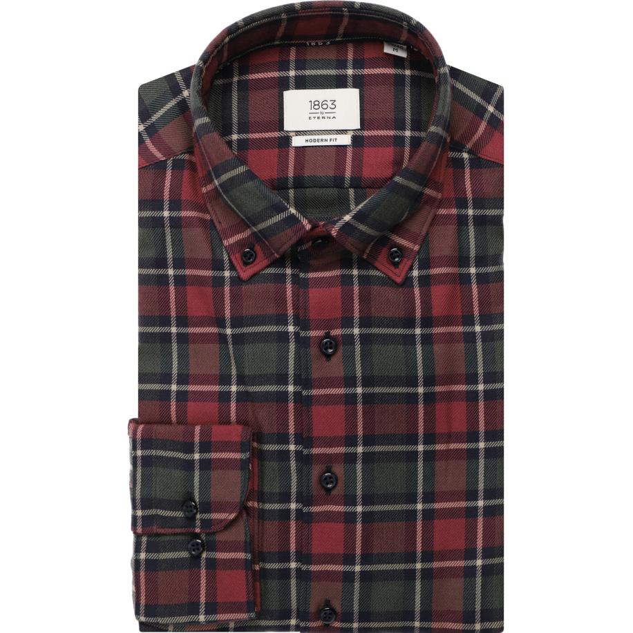 ETERNA 1863 Overhemd bordeaux, Ruit Rood