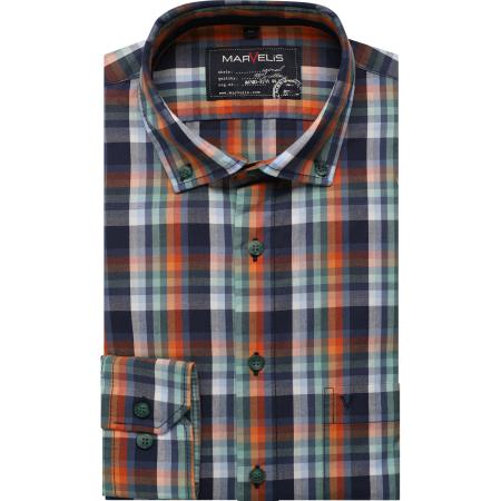 Marvelis Casual Overhemd oranje, Ruit