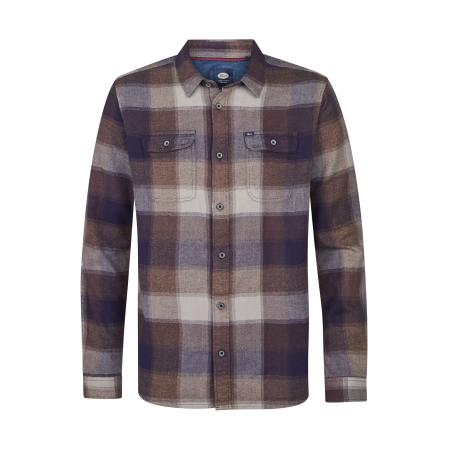 Petrol Industries Petrol Industries Overhemd lichtbeige / indigo / bruin gemêleerd