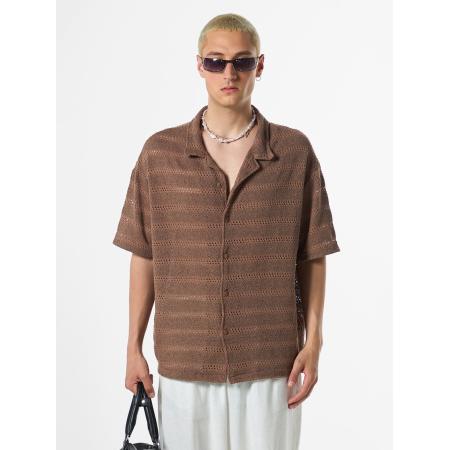 VAMOS CLO Overhemd chamois / donkerbeige