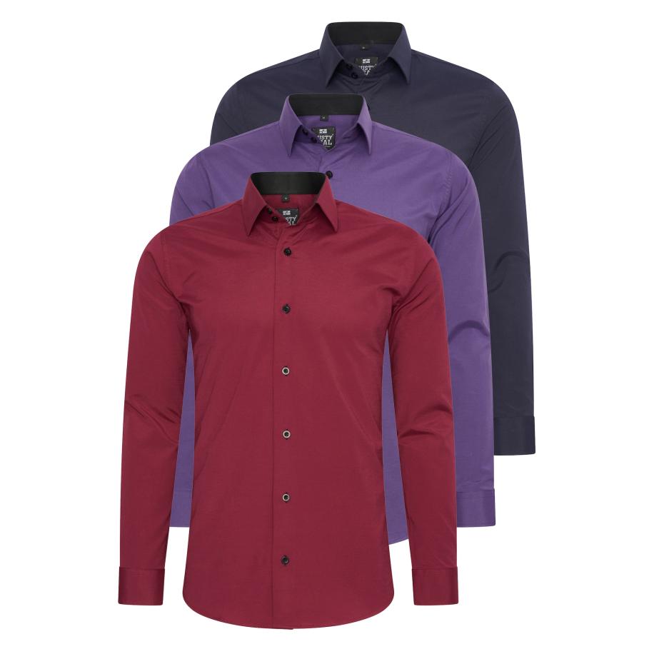 Rusty Neal Rusty Neal Overhemd navy / lila / karmijnrood -