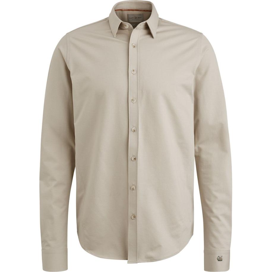 Cast Iron Overhemd Twill Jersey Greige Bruin