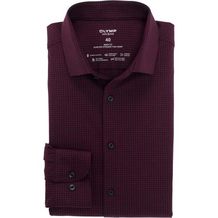 OLYMP Level Five 24/Seven Dynamic Flex Overhemd granaat, Ruit