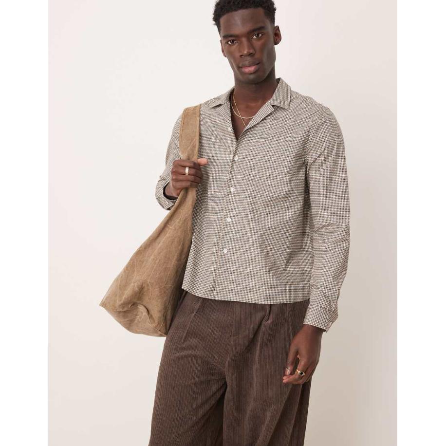 ASOS DESIGN - Ruimvallend geruit overhemd in bruin Bruin