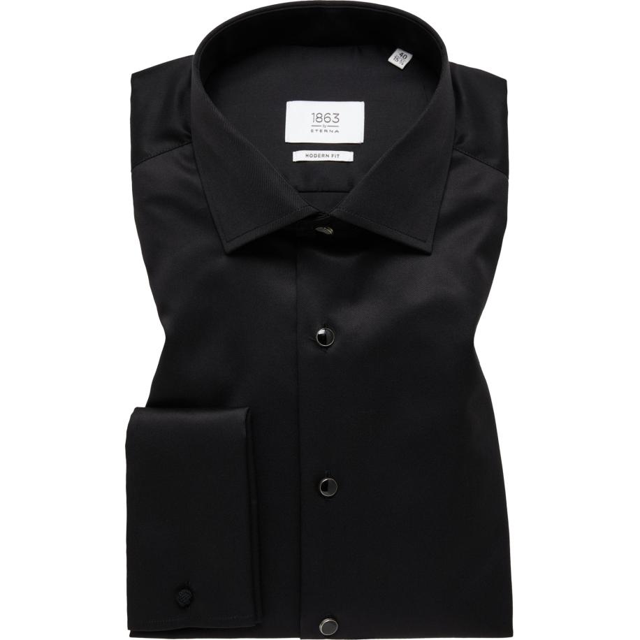 ETERNA 1863 Overhemd zwart, Effen Zwart