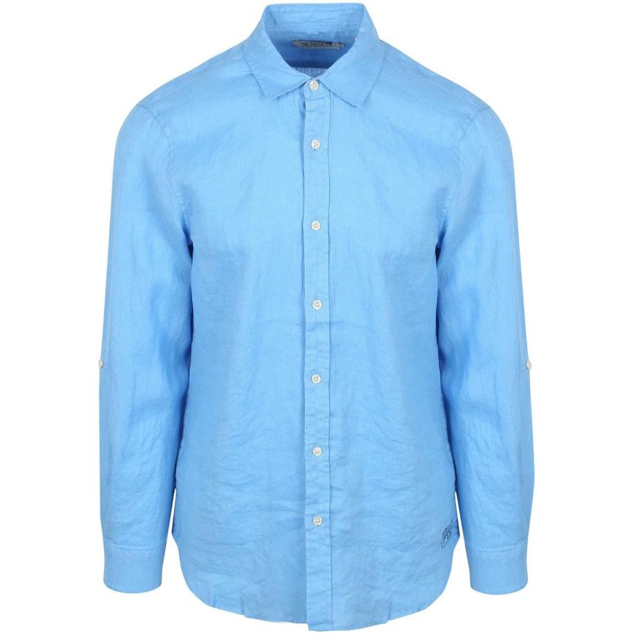 Scotch and Soda Linnen Overhemd Blauw Blauw